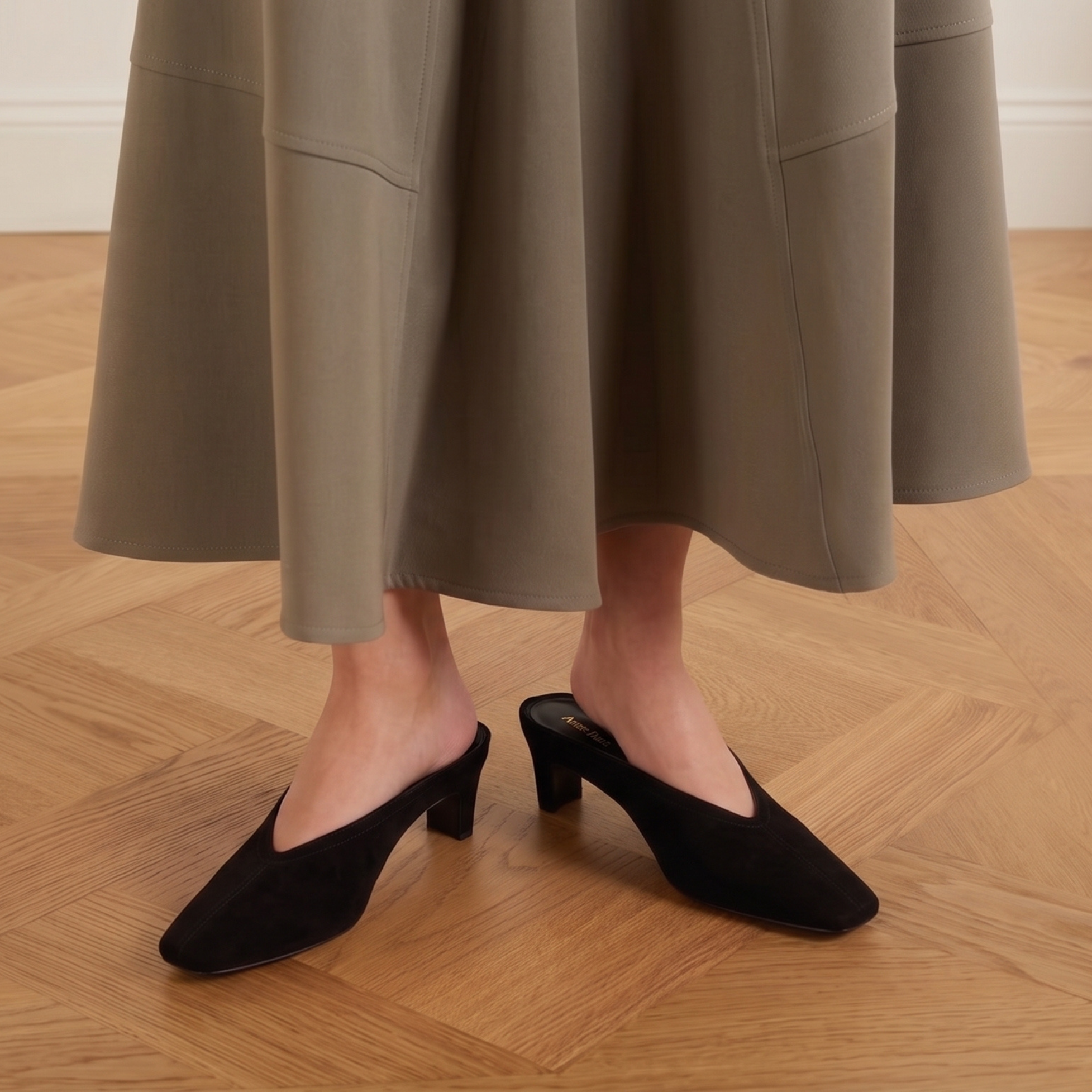 Junie Heeled Suede Mule, Alternate, color, Black