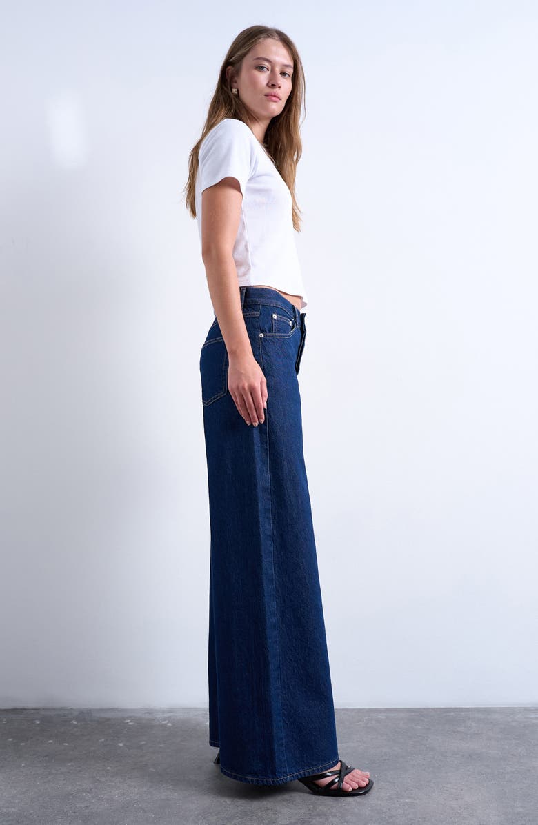 Topshop Horizon Wide Leg Jeans, Alternate, color, Medium Blue