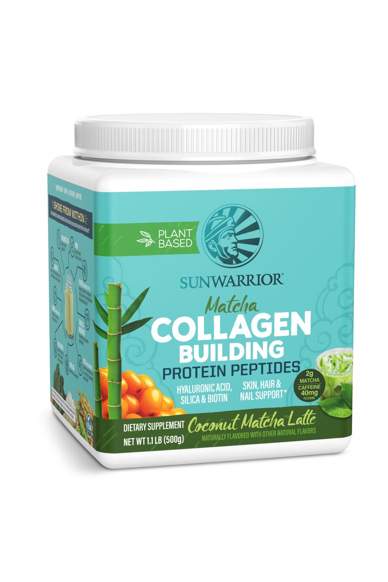 Collagen Building Protein Peptides Powder, Coconut Matcha Latte, 500g sq tub, Main, color, No Color