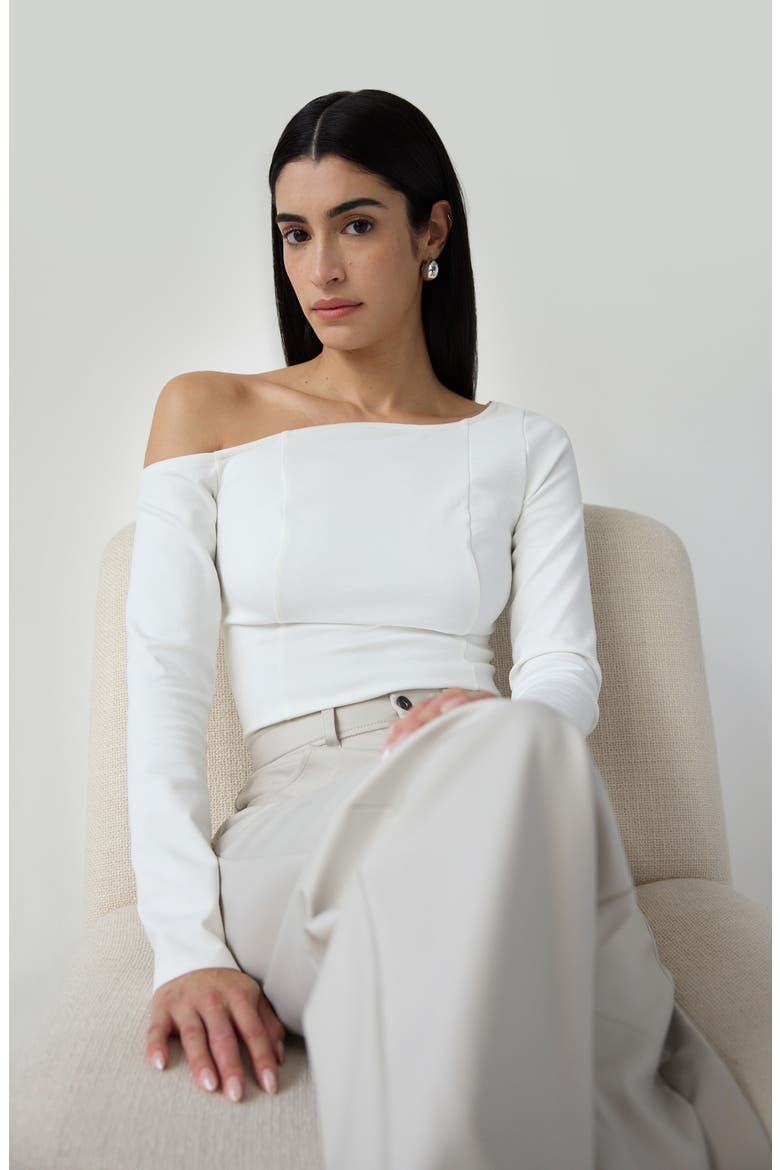 Sylvan One-Shoulder Top, Alternate, color, WHITE
