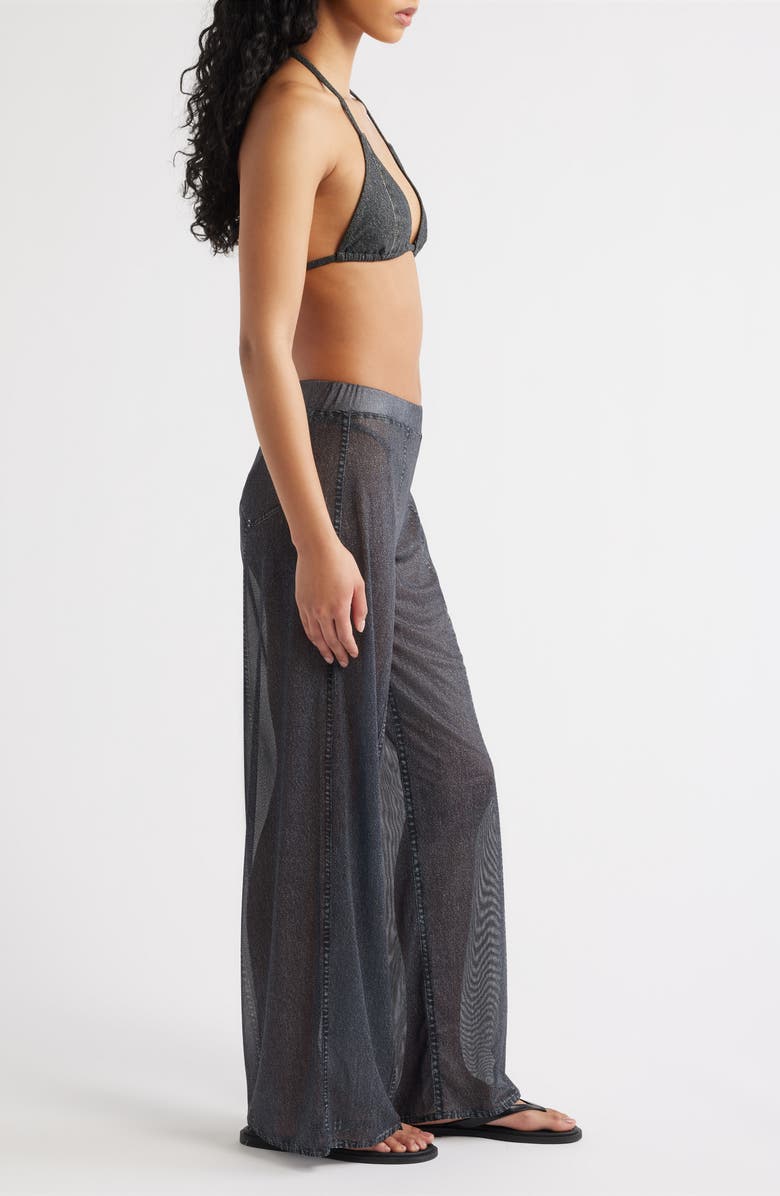 rag & bone rb Miramar Mesh Wide Leg Cover-Up Pants, Alternate, color, Washed Black
