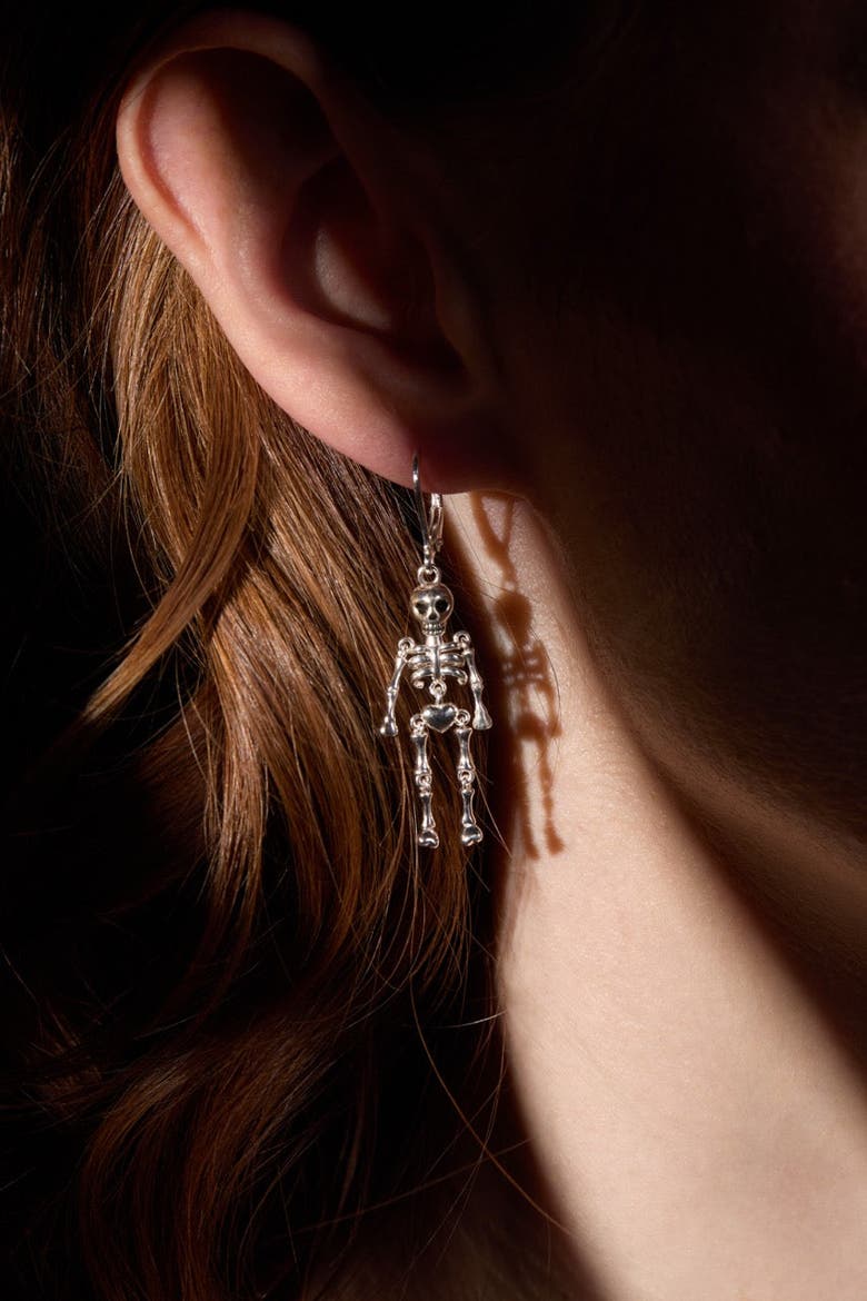Skeleton Drop Earring, Alternate, color, Silver