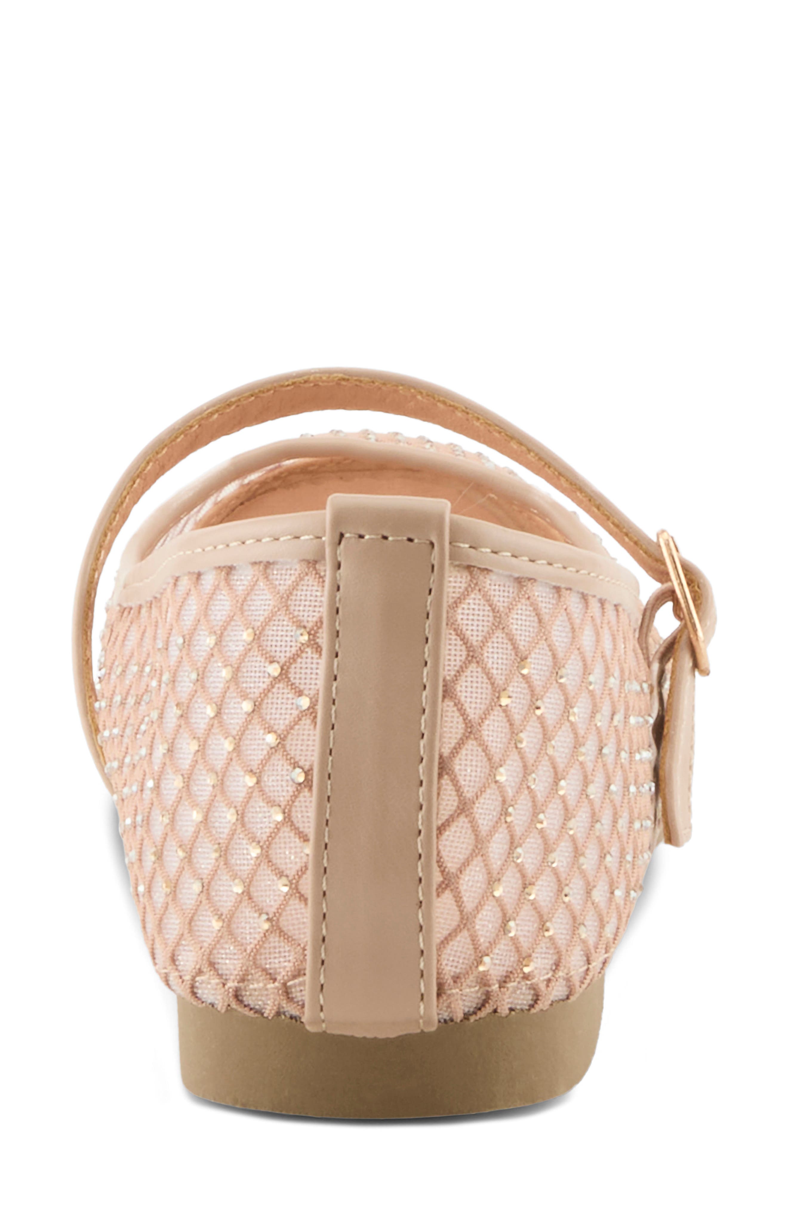Sharkey Rhinestone Mesh Mary Jane Flat, Alternate, color, BEIGE
