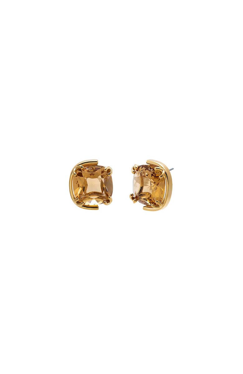 BY ADINA EDEN Champagne Half Bezeled Stud Earring, Main, color, Topaz Yellow