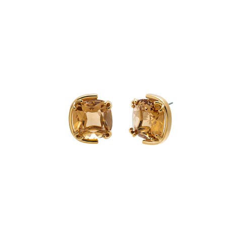 Champagne Half Bezeled Stud Earring