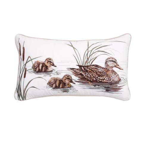 Mallard and Chicks Lumbar Mini Lumbar Accent Pillow 12" x 21"