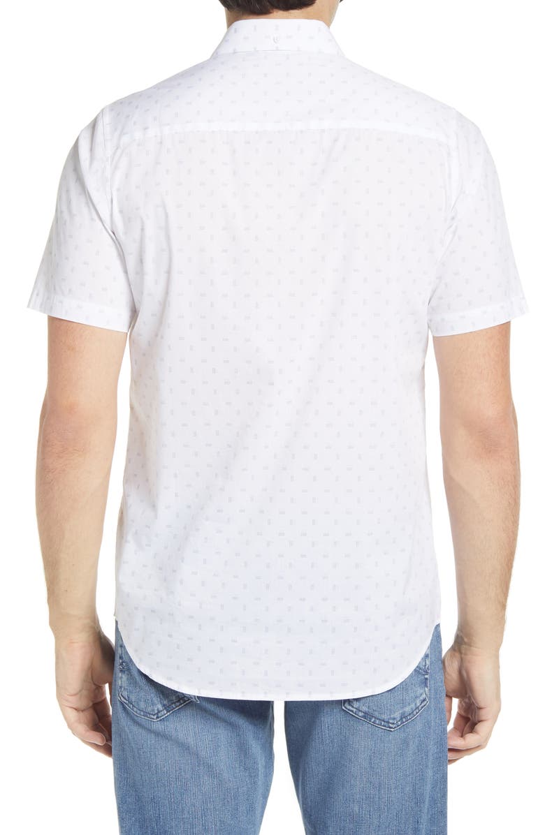 TravisMathew Perspective Slim Fit Short Sleeve Button-Up Shirt, Alternate, color, White