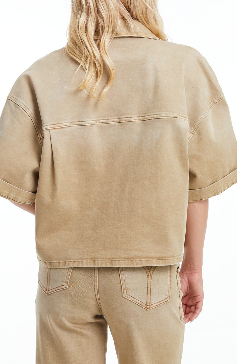 Bayeas Short Sleeve Oversize Denim Jacket, Alternate, color, 