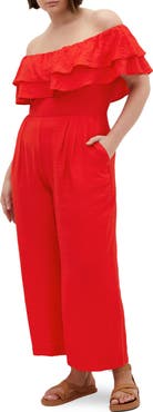 City Chic Poppy Ruffle Off the Shoulder Jumpsuit