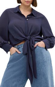 City Chic Jane Tie Hem Shirt