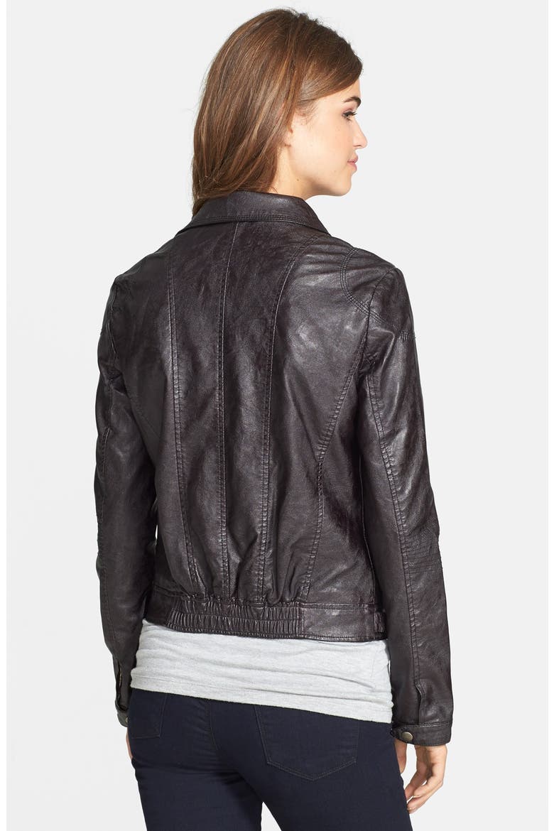 'Dean' Distressed Faux Leather Jacket, Alternate, color, BLACK