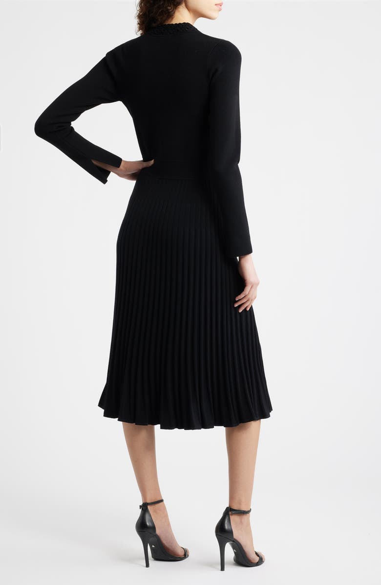 Elie Tahari The Erika Long Sleeve Sweater Midi Dress, Alternate, color, Noir