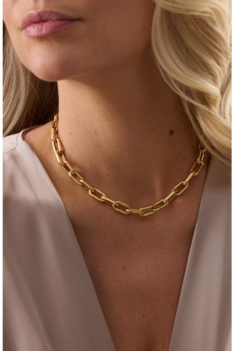 Rectangle Charm Chain Necklace, Alternate, color, YELLOW GOLD