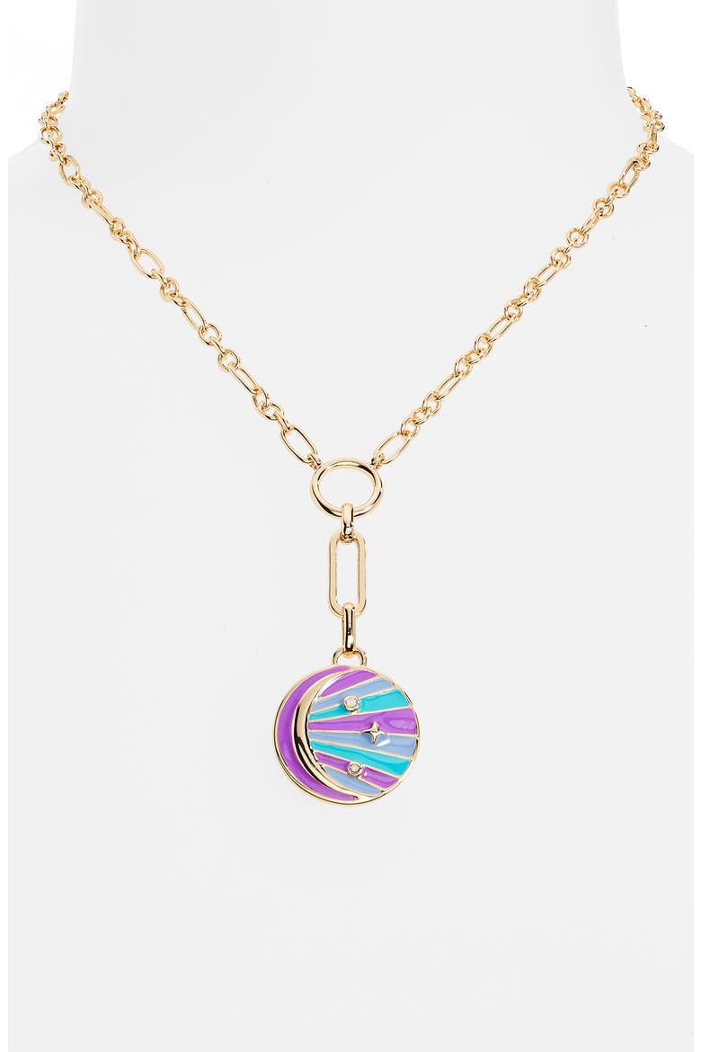 Enamel Pendant Necklace, Alternate, color, PURPLE MOON/GOLD