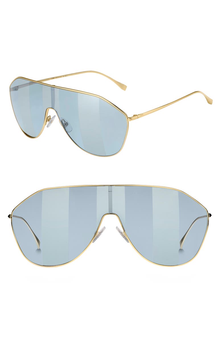 Fendi 146mm Stripe Lens Shield Sunglasses, Main, color, 