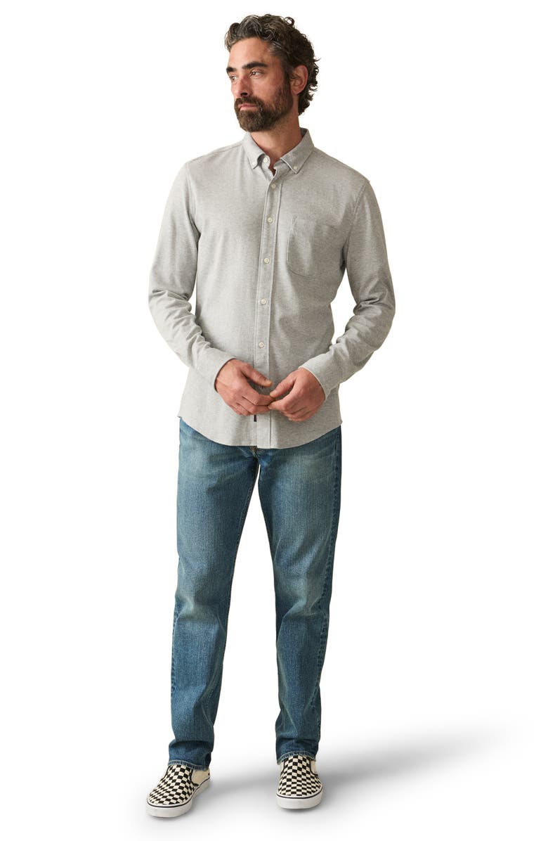 Faherty Coastline Knit Button-Down Shirt, Alternate, color, Grey Heather Twill