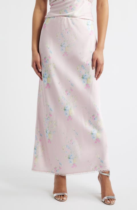 Kalo Floral Satin Maxi Skirt