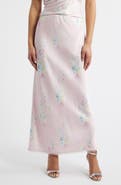 LoveShackFancy Kalo Floral Satin Maxi Skirt