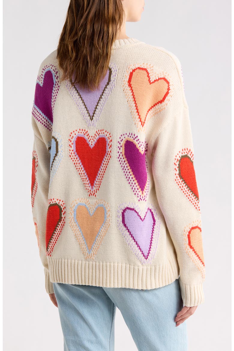 Hearts Sweater, Alternate, color, CREME