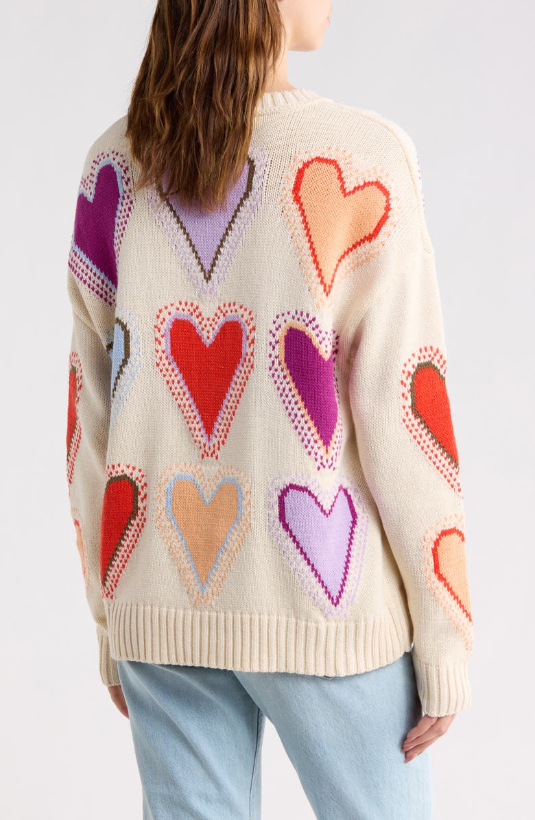 Vigoss Hearts Sweater, Alternate, color, Creme