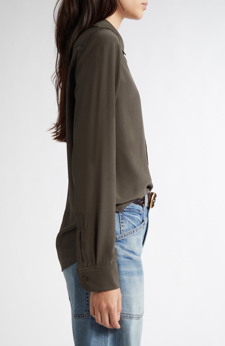 Nili Lotan Gaia Silk Shirt, Alternate, color, Loden