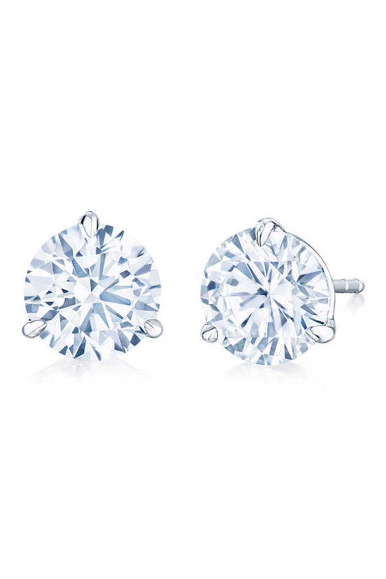 Round Brilliant Cut Diamond & Platinum Stud Earrings - .75ct., Main, color, PLATINUM
