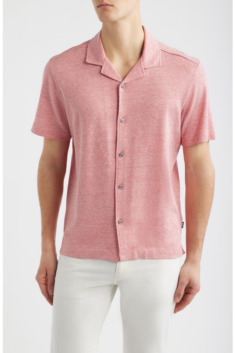 Powell Button Front Shirt, Main, color, MEDIUM RED