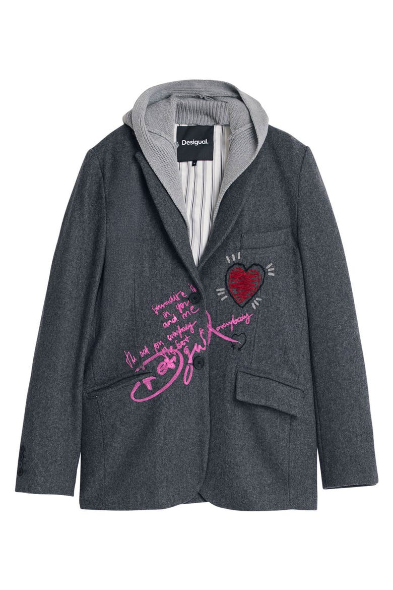 Hooded Blazer, Alternate, color, DARK GREY