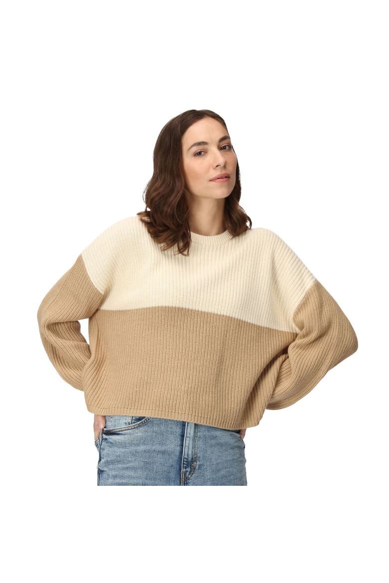 Kamaria Knitted Sweater, Alternate, color, Light Vanilla and Barleycorn