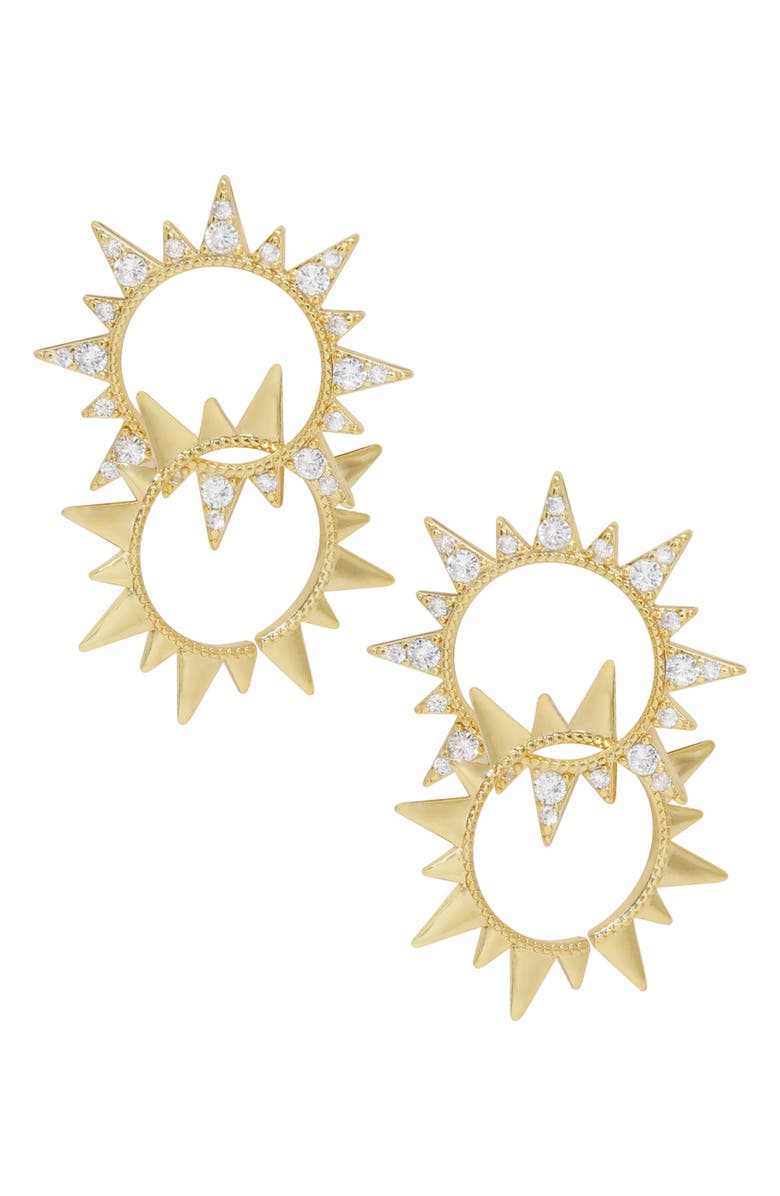 Ettika Double Sunburst Earrings, Main, color, 