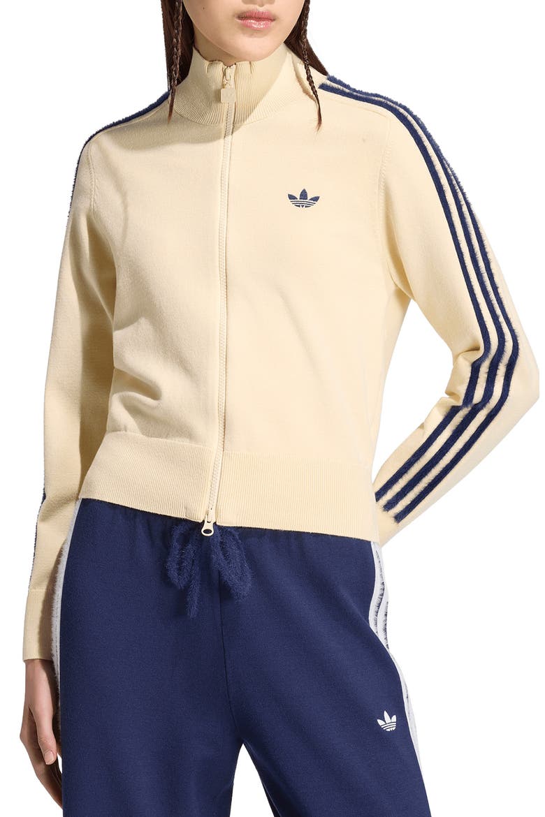 Striped Knit Track Jacket, Main, color, WARM VANILLA/ NIGHT INDIGO