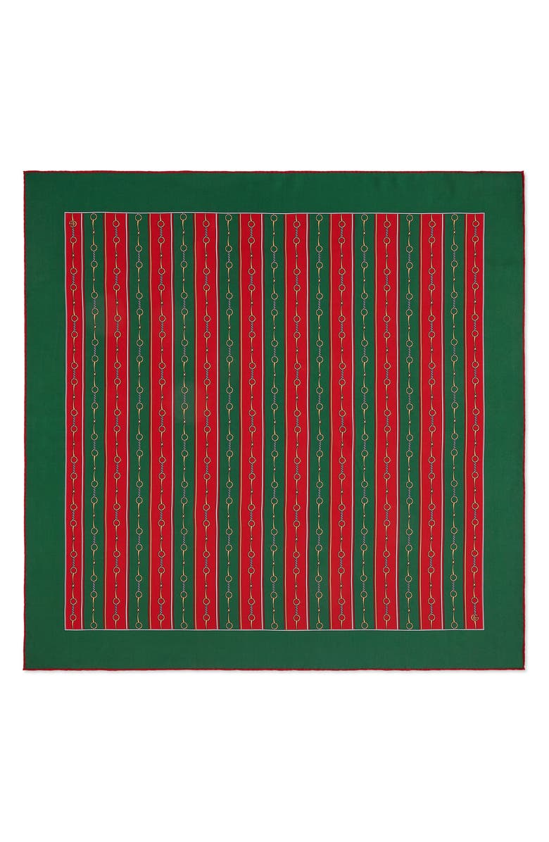 Gucci Stripe Horsebit Print Silk Scarf, Main, color,