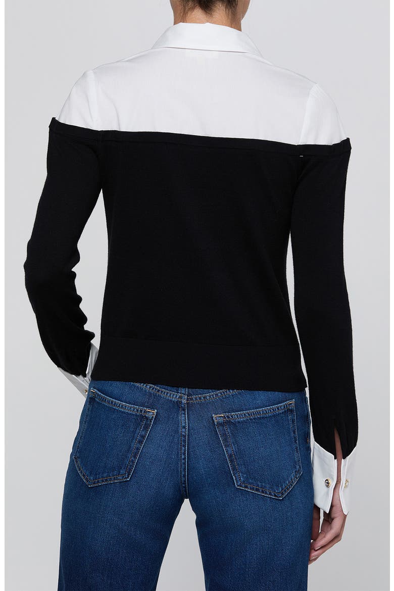 Mathilde Mixed Media Long Sleeved Top, Alternate, color, BLACK/ WHITE