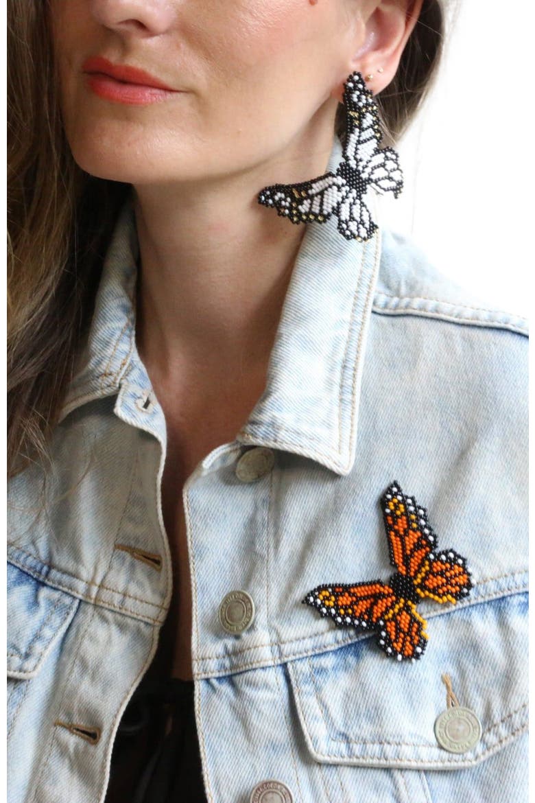 Butterfly White Embera Earrings, Alternate, color, White