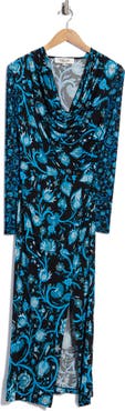 Diane von Furstenberg Hampstead Draped Long Sleeve Midi Dress