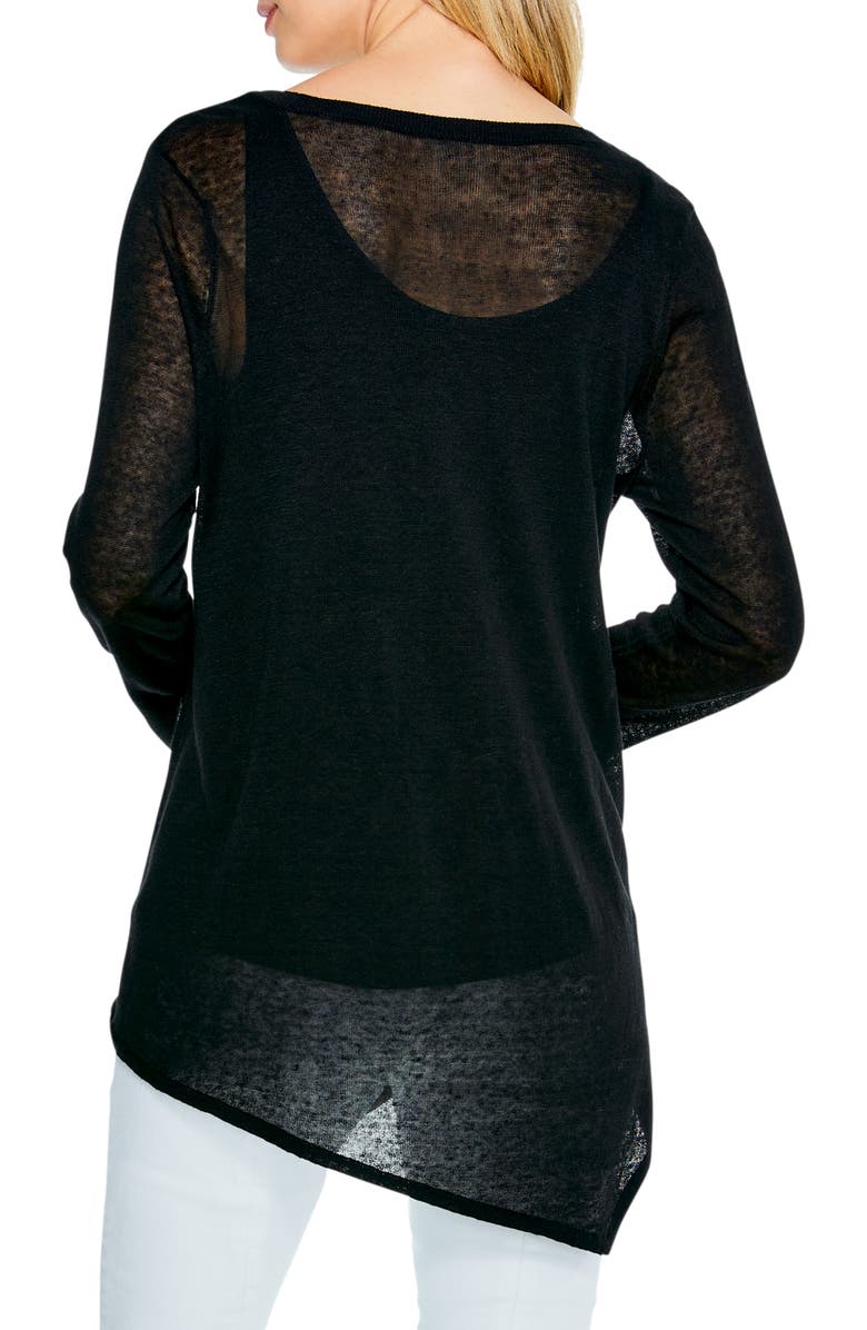 NIC+ZOE Featherweight Asymmetric Hem Linen Blend Sweater, Alternate, color, 