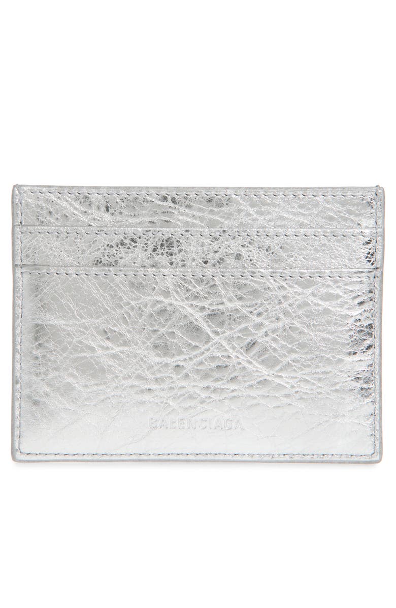 Balenciaga Le City Leather Card Case, Alternate, color, 8122 Silver