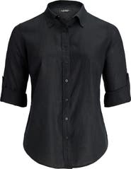 Lauren Ralph Lauren Karrie Tissue Linen Button-Up Shirt