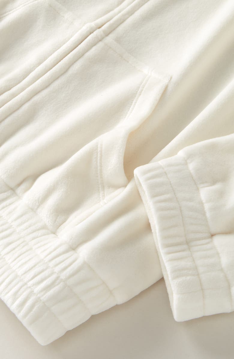 Zella Girl Kids' Cosmos Velour Zip Hoodie, Alternate, color, Ivory Egret