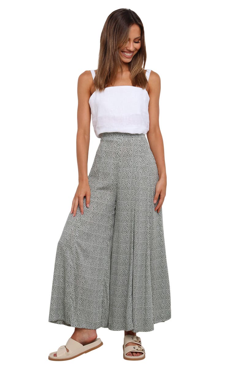 Petal & Pup Neveah Floral Print Wide Leg Pants, Alternate, color, Green