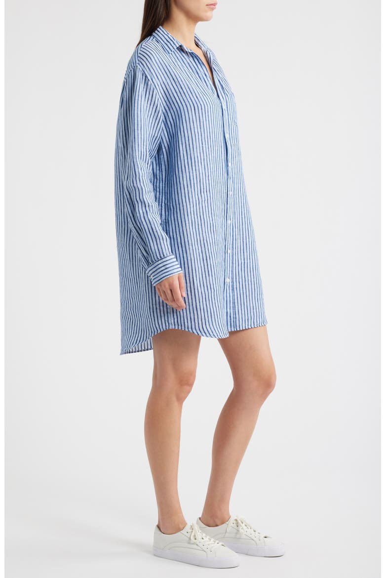 Mary Classic Long Sleeve Shirtdress, Alternate, color, BLUE NAVY TEXTURED STRIPE
