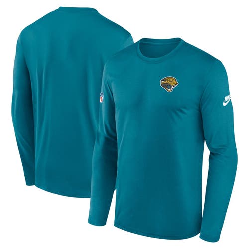Nike Teal Jacksonville Jaguars Legend Small Logo Performance Long Sleeve T-shirt In Blue