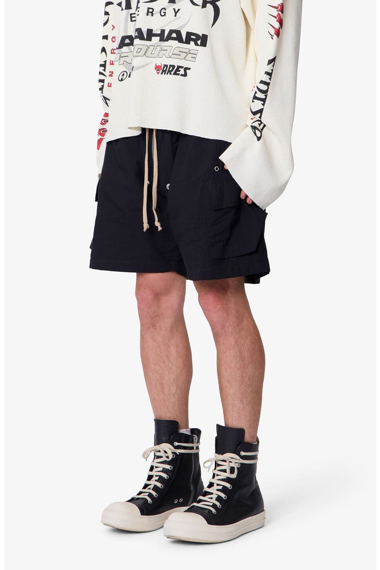 Mesh Mud Cotton Cargo Shorts, Alternate, color, BLACK