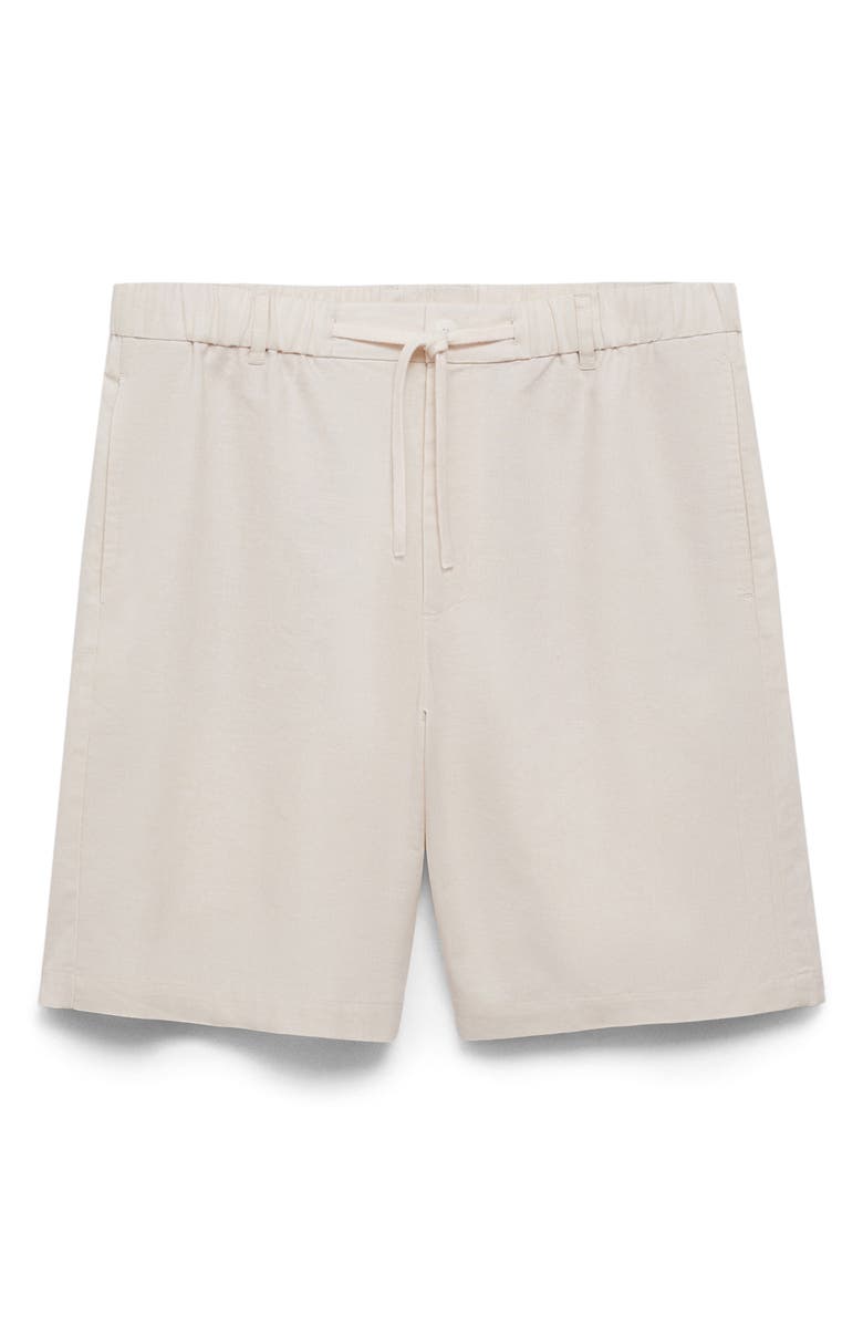 MANGO Cotton & Linen Bermuda Shorts, Alternate, color, Ivory White