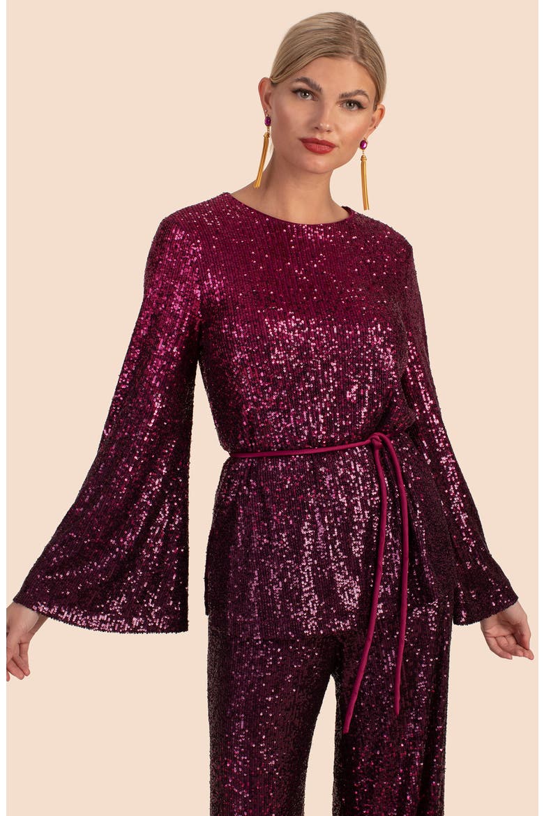 West Sequin Top, Alternate, color, FESTIVE FUCHSIA/ PLUM