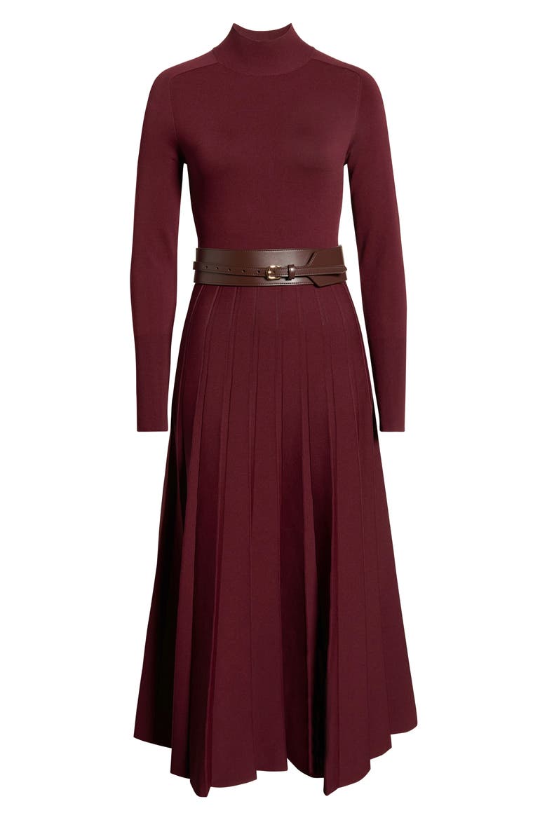 Alicia Long Sleeve Belted Sweater Dress, Alternate, color, RASPBERRY RED