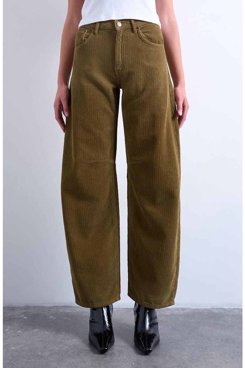 High Waist Barrel Corduroy Jeans, Main, color, TAN