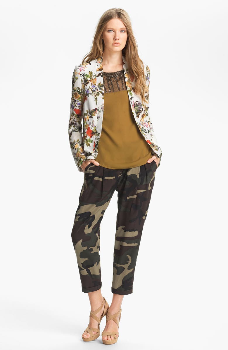 Haute Hippie Floral Print Silk Blazer, Alternate, color, 