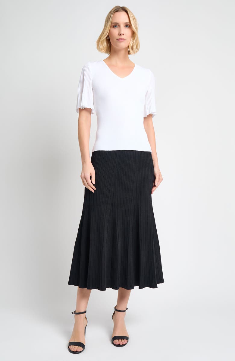 Misook Flutter Sleeve Rib Top, Alternate, color, White