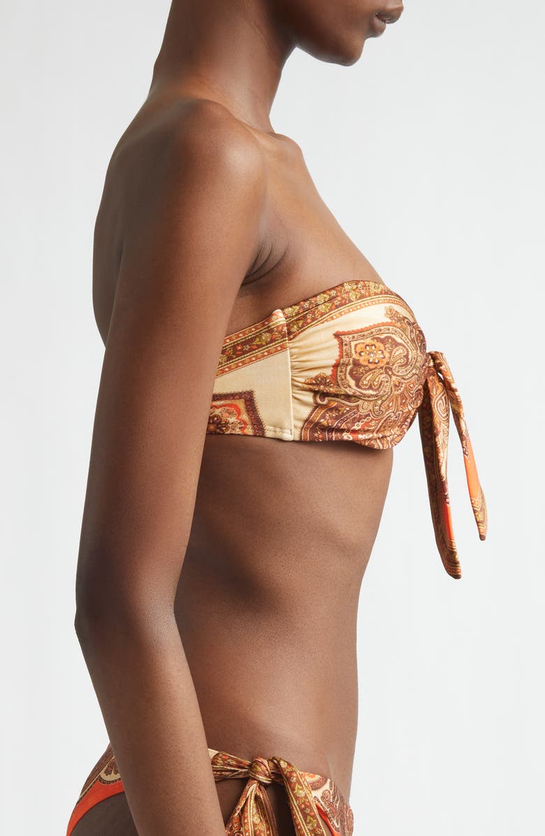 Zimmermann Mahon Scarf Tie Strapless Bikini Top, Alternate, color, Tangerine Paisley